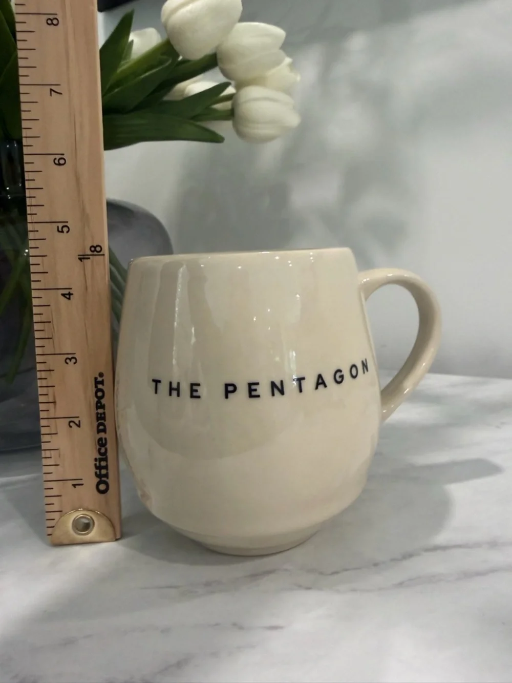 The Pentagon Beige Ceramic Mug - Picture 5 of 7